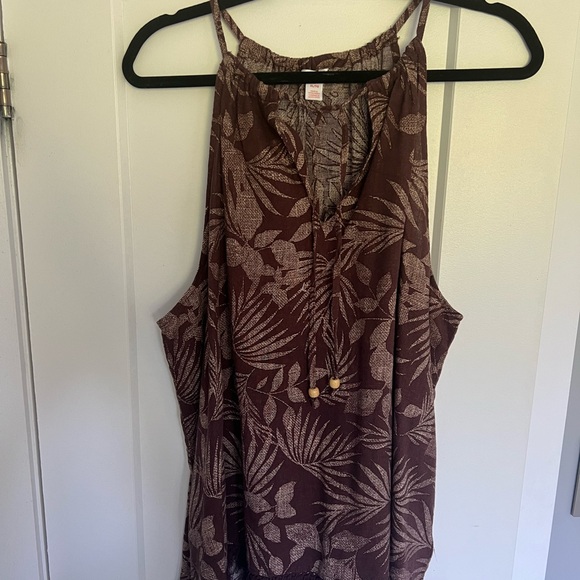 New Joe Fresh Boho Summer Top - Prune & Beige, Size XL - Picture 4 of 4